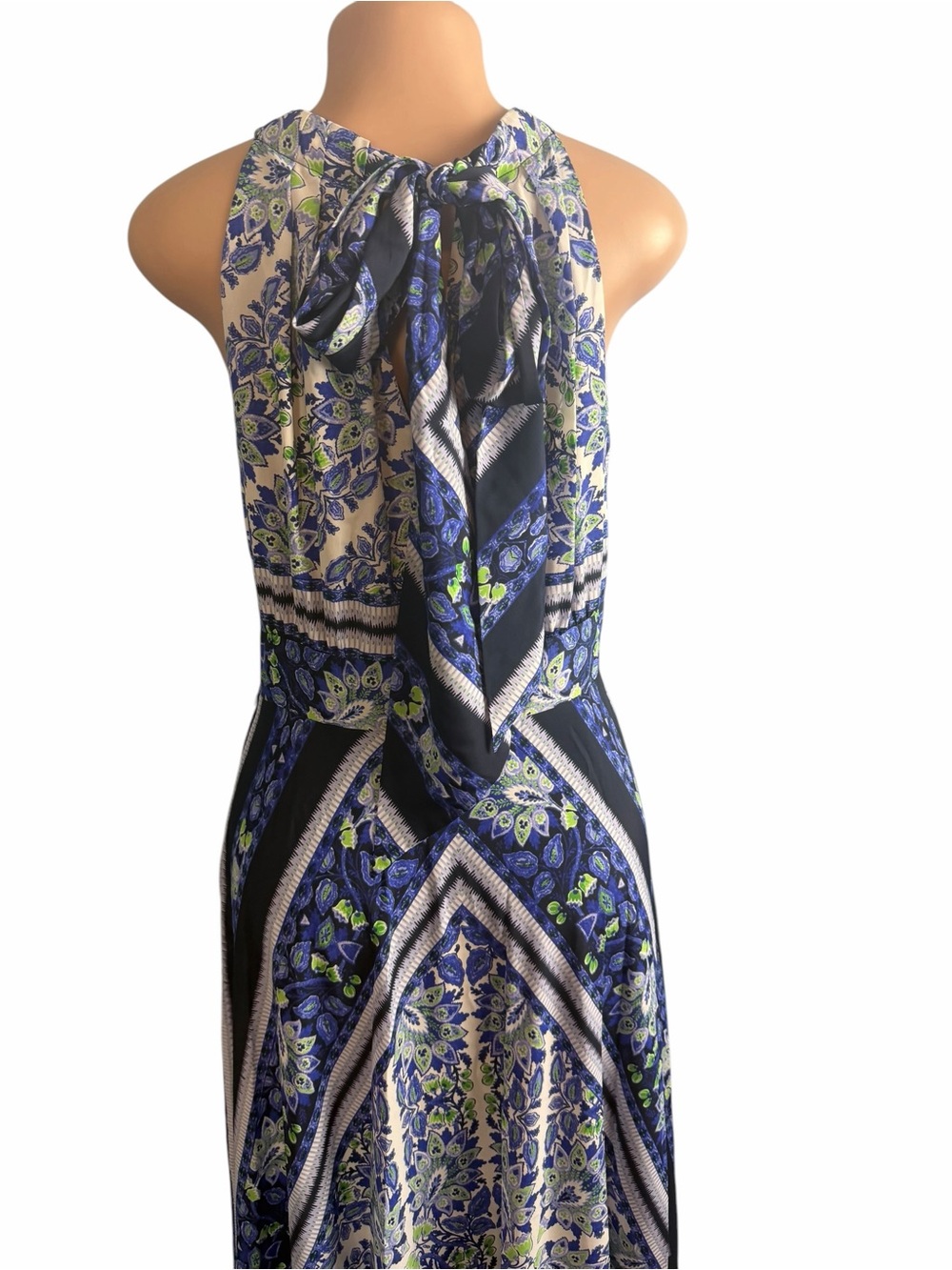 Eliza J Scarf Print Navy and White Floral Halter Maxi Dress - Picture 8 of 10